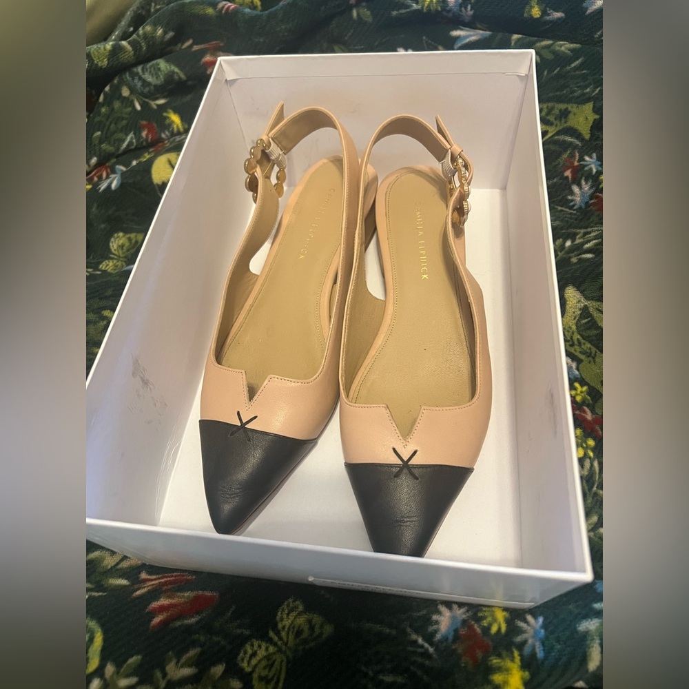 Camilla Elphick 'Alicia' Slingback Flats in Taupe/Black-ASO Kate Middleton (39) - Picture 2 of 13